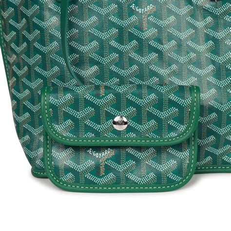 goyard goyardine green anjou mini reversible tote bag palladium hardware|Goyard green anjou mini bag.